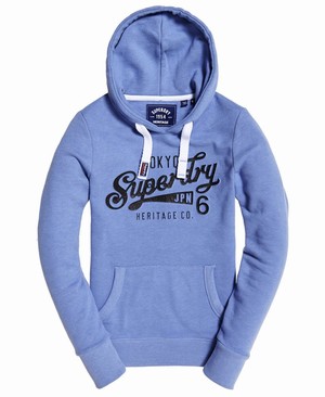 Superdry Emboss Glitter Női Kapucnis Pulóver Kék | GVCLP0852